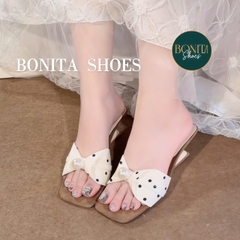 G514 Cao gót nữ Bonita Shoes quai CHẤM BI đính Hạt Châu cao 6cm - NS1