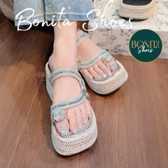 BM261 Dép xuồng nữ Bonita Shoes đính đá lắp lánh cao 8 cm - NS12