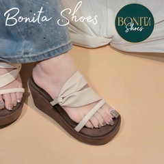 DX473 Dép xuồng nữ Bonita Shoes quai ngang quai chéo Z cao 7p - NS1