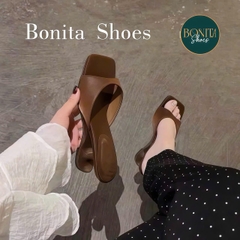 G306 Guốc cao gót nữ Bonita Shoes mũi vuông quai bản ngang GÓT MỚI da mềm cao 6cm - NS12