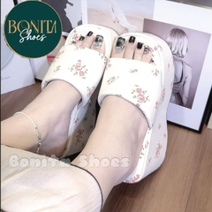 N2 Dép xuồng bánh mì quai ngang hoa nhí  7cm, 10cm