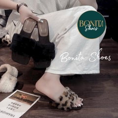 G292 Guốc cao gót nữ Bonita Shoes quai ngang lông mịn GÓT PHÁP - NS2