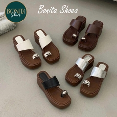 D806 Dép xuồng nữ Bonita Shoes quai ngang xỏ ngón đính ngọc (FORM RỘNG) - NS12