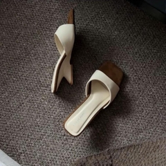 G302 Guốc cao gót nữ Bonita Shoes mũi vuông quai bản ngang Gót Pháp da mềm cao 5cm (HÀNG CÓ SẴN ) C - NS1