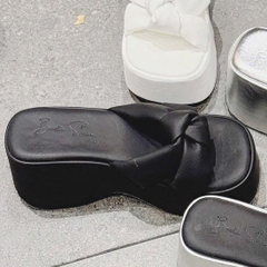 BM286 Dép xuồng bánh mì nữ Bonita Shoes quai nơ gút thắt lót đệm êm cao 10 cm - NS2