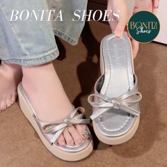 BMC28 Dép xuồng nữ Bonita Shoes quai eo nơ thắt đế giả cối cao 7 cm - NS2