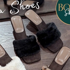 G292 Guốc cao gót nữ Bonita Shoes quai ngang lông mịn GÓT PHÁP - NS2