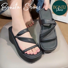 DX473 Dép xuồng nữ Bonita Shoes quai ngang quai chéo Z cao 7p - NS1