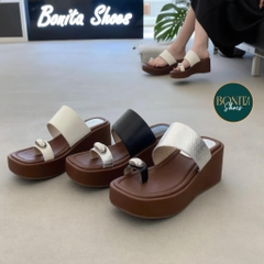 D806 Dép xuồng nữ Bonita Shoes quai ngang xỏ ngón đính ngọc (FORM RỘNG) - NS12