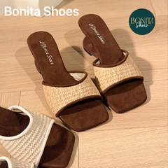 D205 Cao gót nữ Bonita Shoes quai GẤP mũi vuông cao 6cm - NS1