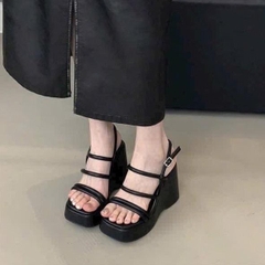 BMS226 Sandal xuồng nữ Bonita Shoes đế đúp 4 quai mảnh ngang cao 10 cm - NS2