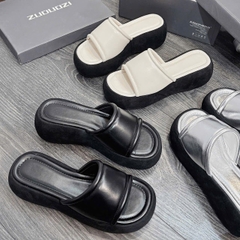 BM225 Dép xuồng nữ Bonita Shoes mút sọc viền phồng cao 5 cm - NS1