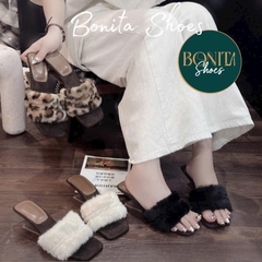 G292 Guốc cao gót nữ Bonita Shoes quai ngang lông mịn GÓT PHÁP - NS2