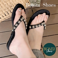 D296 Cao gót nữ Bonita Shoes quai kẹp đính NHIỀU Đá gót cao 3cm - NS12