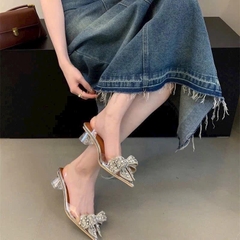NS1 Cao gót nữ mũi nhọn nơ to 5cm - Bonita Shoes G110