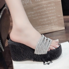 BM245 Dép xuồng nữ Bonita Shoes 1 4 quai đá xoắn đế bling lót bóng cao 10 cm - NS2