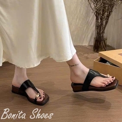 BM325 Dép bệt nữ Bonita Shoes xỏ ngón khoá vàng quai kẹp tam giác 3 cm P - NS12
