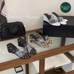D146 Cao gót nữ Bonita Shoes CHẤM BI quai Mica cao 7cm - NS1