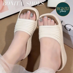 BM356 Dép xuồng bánh mì nữ Binita Shoes đế giả CỐI quai bản nhúm cao 6 cm - NS1