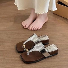 BM325 Dép bệt nữ Bonita Shoes xỏ ngón khoá vàng quai kẹp tam giác 3 cm C - NS12