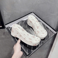 N2 Dép xuồng bánh mì quai ngang hoa nhí  7cm, 10cm