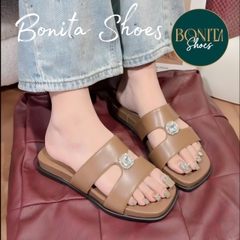 N5 Dép đế bệt quai ngang đính đá tròn siêu xinh D345 - Bonita Shoes