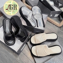 BM225 Dép xuồng nữ Bonita Shoes mút sọc viền phồng cao 5 cm - NS1