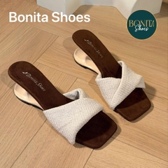 D205 Cao gót nữ Bonita Shoes quai GẤP mũi vuông cao 6cm - NS1