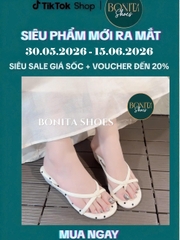 G339 Dép kẹp nữ Bonita Shoes Chấm Bi 2 quai ngang CHÉO cao 4cm (FORM RỘNG) - NS1