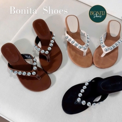 D296 Cao gót nữ Bonita Shoes quai kẹp đính NHIỀU Đá gót cao 3cm - NS12