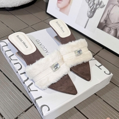 G800 Cao gót nữ Bonita Shoes mũi nhọn quai lông HỘT ĐÁ - NS12