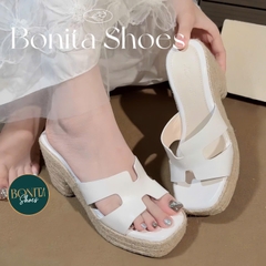 BMC144 Dép xuồng nữ đế cối Bonita Shoes quai H eo L cao 8 cm (FORM RỘNG) - NS12
