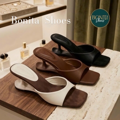 G306 Guốc cao gót nữ Bonita Shoes mũi vuông quai bản ngang GÓT MỚI da mềm cao 6cm - NS12