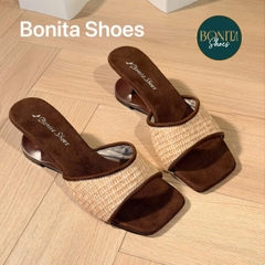 D205 Cao gót nữ Bonita Shoes quai GẤP mũi vuông cao 6cm - NS1