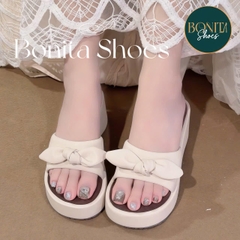 CŨ  BM10 Dép xuồng bánh mì nữ Bonita Shoes quai Nơ ngang mềm mại cao 7cm - NS1