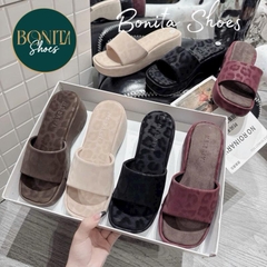 BM285 Dép xuồng nữ Bonita Shoes quai bản ngang lót da ánh beo đế 6cm - NS12