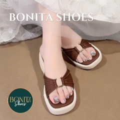 DX416 Dép xuồng nữ Bonita Shoes quai mềm Khoá C cao 6 cm - NS12