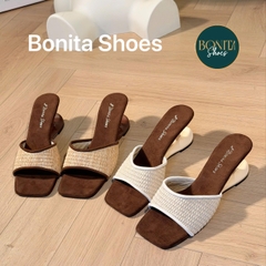 D205 Cao gót nữ Bonita Shoes quai GẤP mũi vuông cao 6cm - NS1