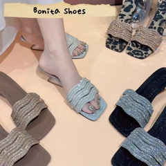 G213 Cao gót nữ Bonita Shoes quai đính đá sóng nước đính đá cao 5 phân - NS1