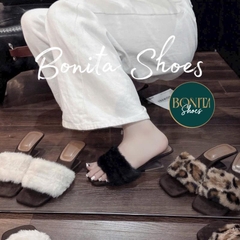 G292 Guốc cao gót nữ Bonita Shoes quai ngang lông mịn GÓT PHÁP - NS2