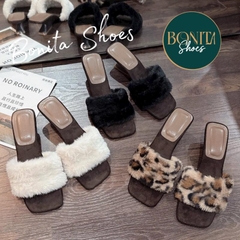 G292 Guốc cao gót nữ Bonita Shoes quai ngang lông mịn GÓT PHÁP - NS2