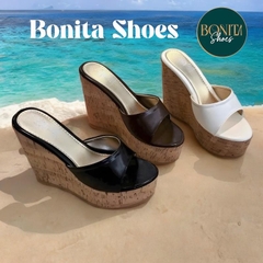 BM164 Dép xuồng nữ Bonita Shoes đế màu gỗ quai da mềm sang xịn cao 11 cm ( FORM Nhỏ ) - NS12