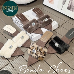 G800 Cao gót nữ Bonita Shoes mũi nhọn quai lông HỘT ĐÁ - NS12