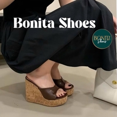 BM164 Dép xuồng nữ Bonita Shoes đế màu gỗ quai da mềm sang xịn cao 11 cm ( FORM Nhỏ ) - NS12