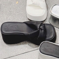 BM286 Dép xuồng bánh mì nữ Bonita Shoes quai nơ gút thắt lót đệm êm cao 10 cm - NS2
