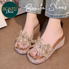DX028 Dép xuồng nữ Bonita Shoes 3 bông đá cao 6 cm - NS2