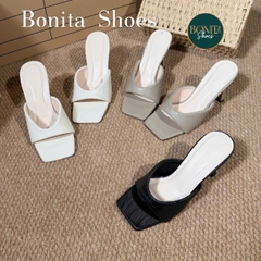 G206 Giày cao gót nữ Bonita Shoes mũi vuông gót dẹp cao 8cm - NS1