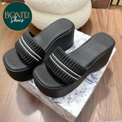 N2 Dép xuồng bánh mì nữ quai ngang xếp ly 2 quai đường đá nhúm đế 7 cm - BM252