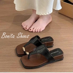 BM325 Dép bệt nữ Bonita Shoes xỏ ngón khoá vàng quai kẹp tam giác 3 cm P - NS12