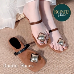 D629 Cao gót nữ Bonita Shoes quai ngang xỏ HỘT đá to 3cm - NS12